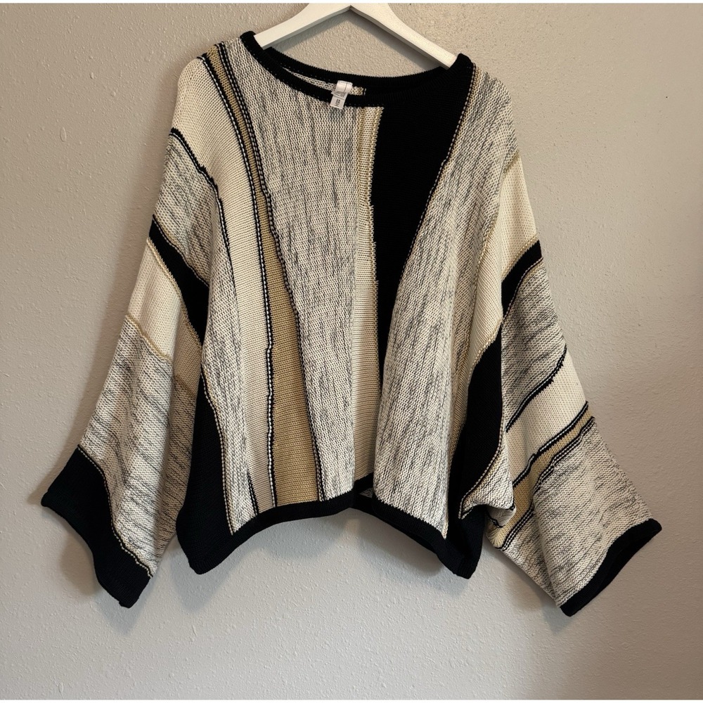 WynneCollection‎ MarlaWynne 3X 100% Cotton Boxy Dolman Sleeve Boho Knit Sweater